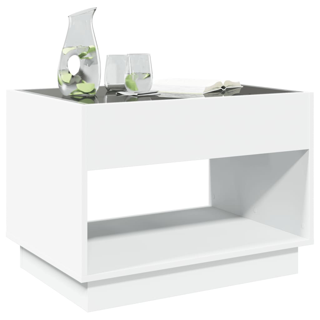 Table basse avec LED infini blanc 70x50x50 cm - XIOS