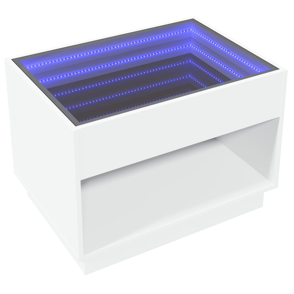 Table basse avec LED infini blanc 70x50x50 cm - XIOS