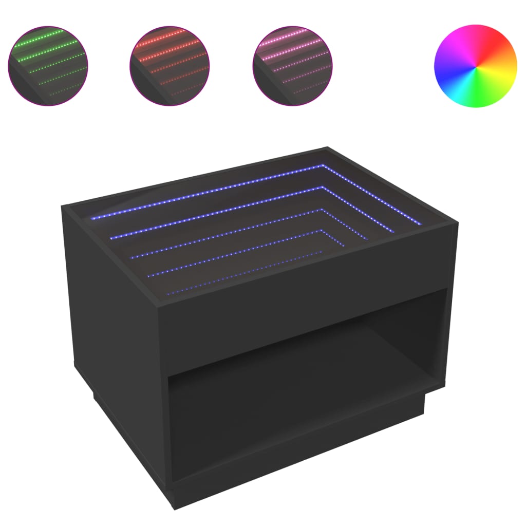 Table basse avec LED infini noir 70x50x50 cm - XIOS