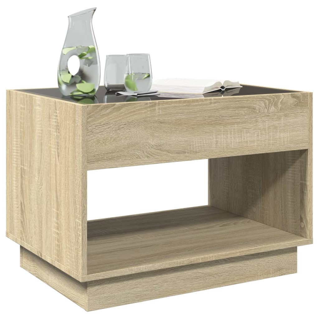 Table basse avec LED infini chêne sonoma 70x50x50 cm - XIOS