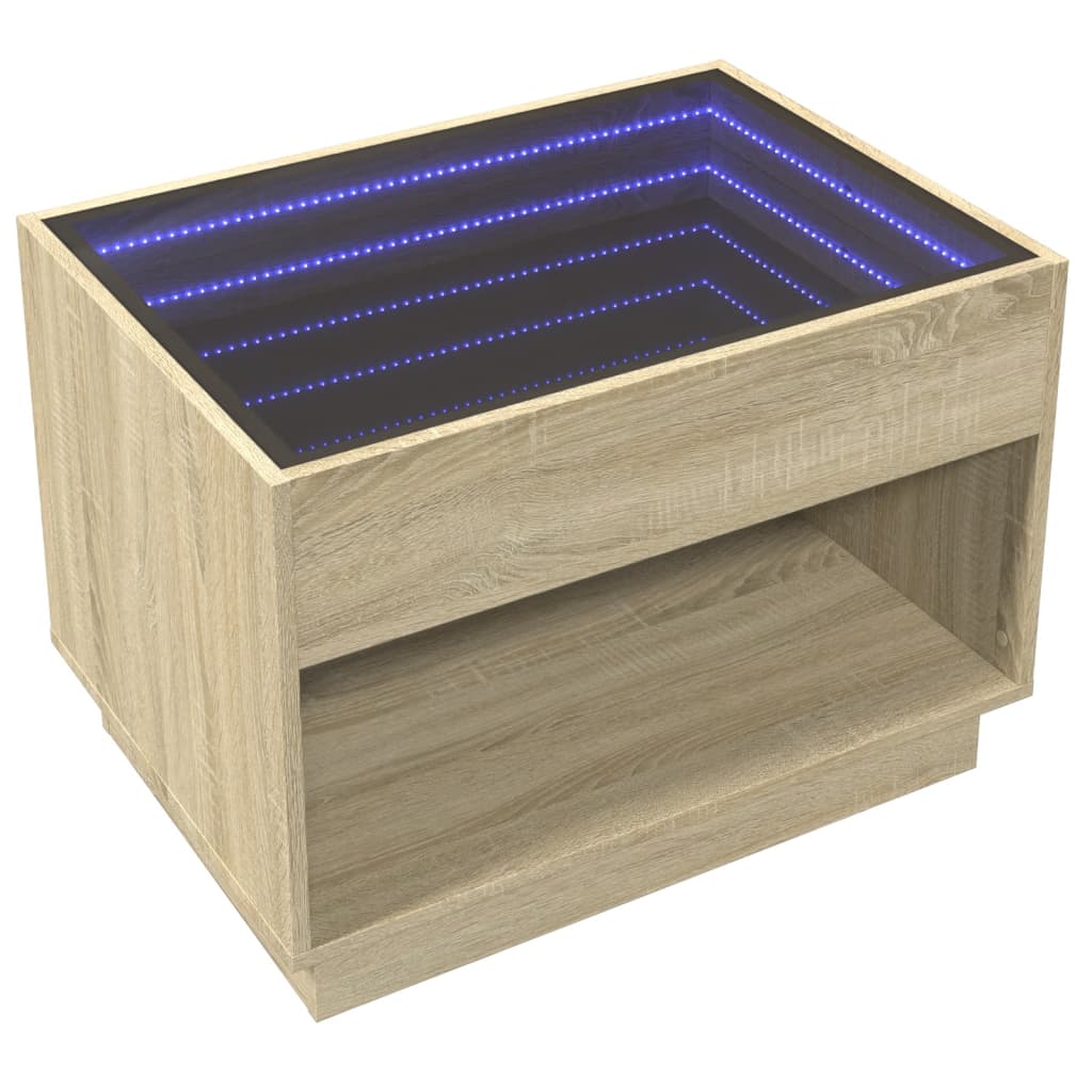 Table basse avec LED infini chêne sonoma 70x50x50 cm - XIOS