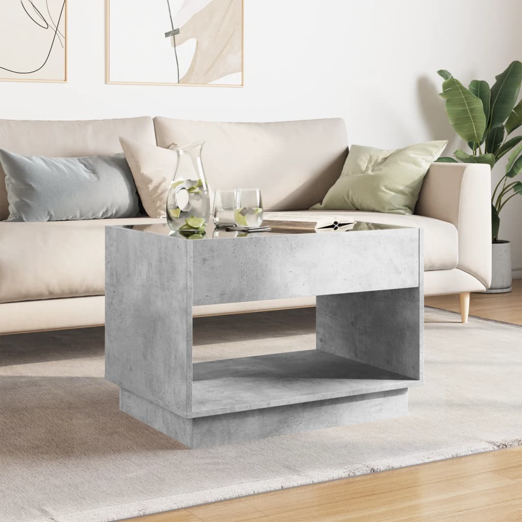Table basse avec LED infini gris béton 70x50x50 cm - XIOS