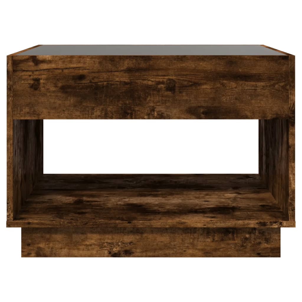 Table basse avec LED infini chêne fumé 70x50x50 cm - XIOS