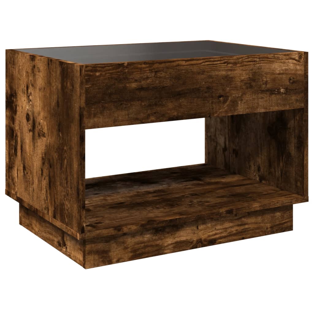 Table basse avec LED infini chêne fumé 70x50x50 cm - XIOS