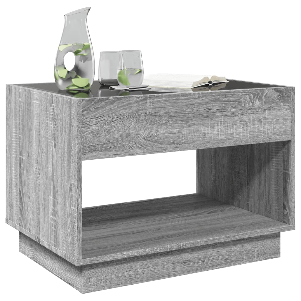 Table basse avec LED infini sonoma gris 70x50x50 cm - XIOS