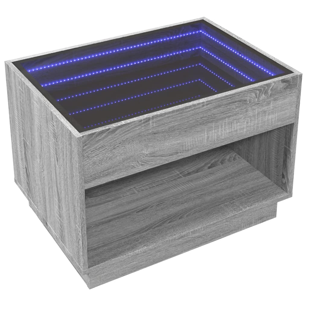 Table basse avec LED infini sonoma gris 70x50x50 cm - XIOS