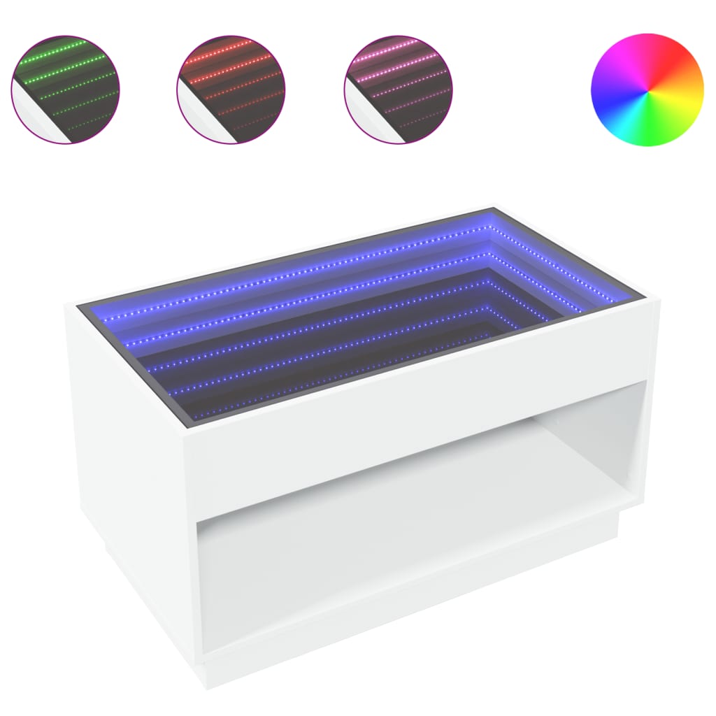 Table basse avec LED infini blanc 90x50x50 cm - XIOS