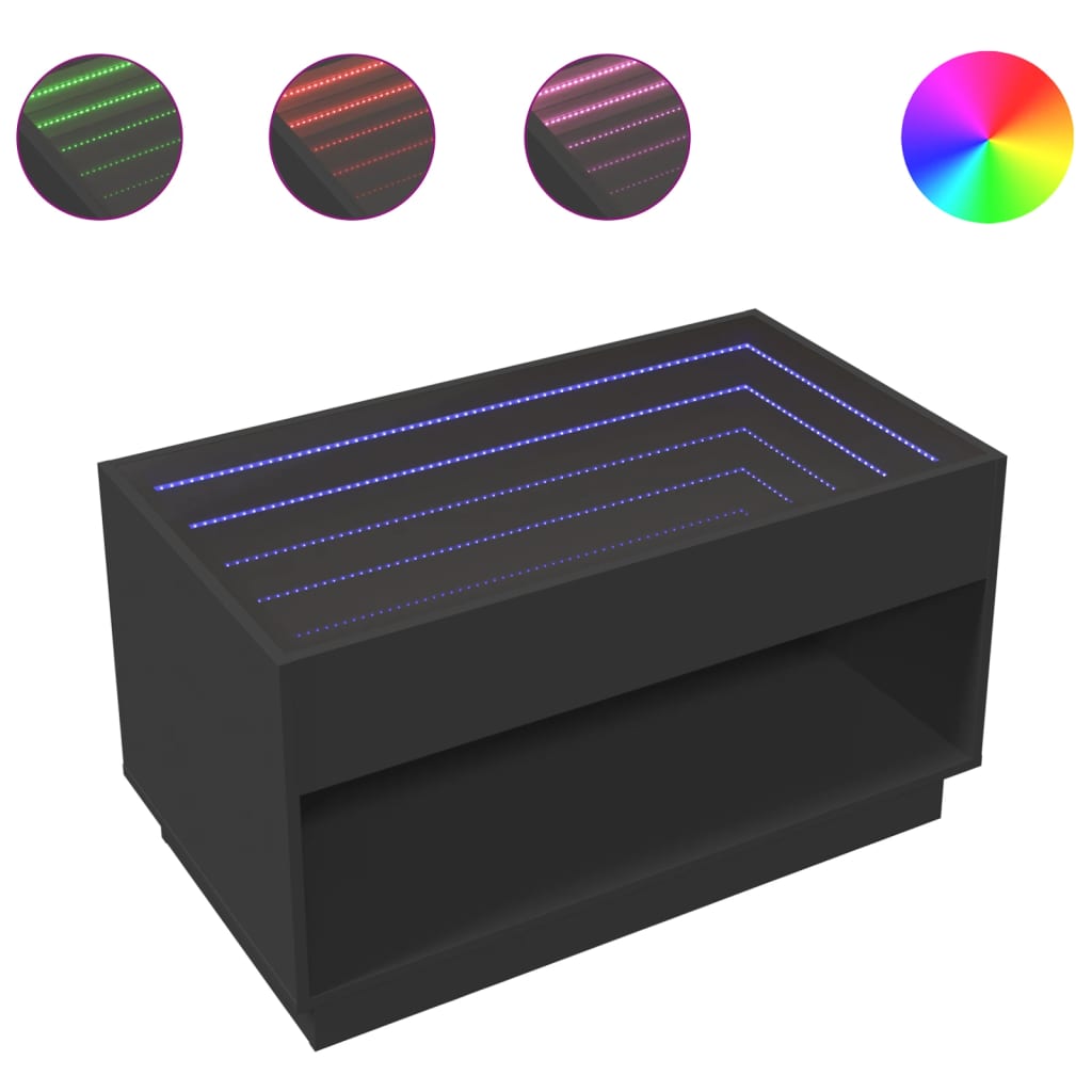 Table basse avec LED infini noir 90x50x50 cm - XIOS
