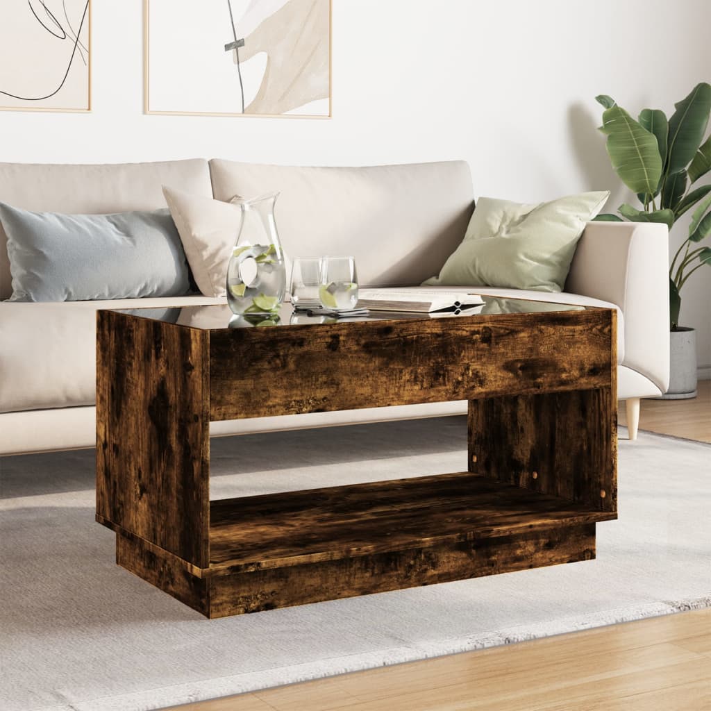 Table basse avec LED infini chêne fumé 90x50x50 cm - XIOS