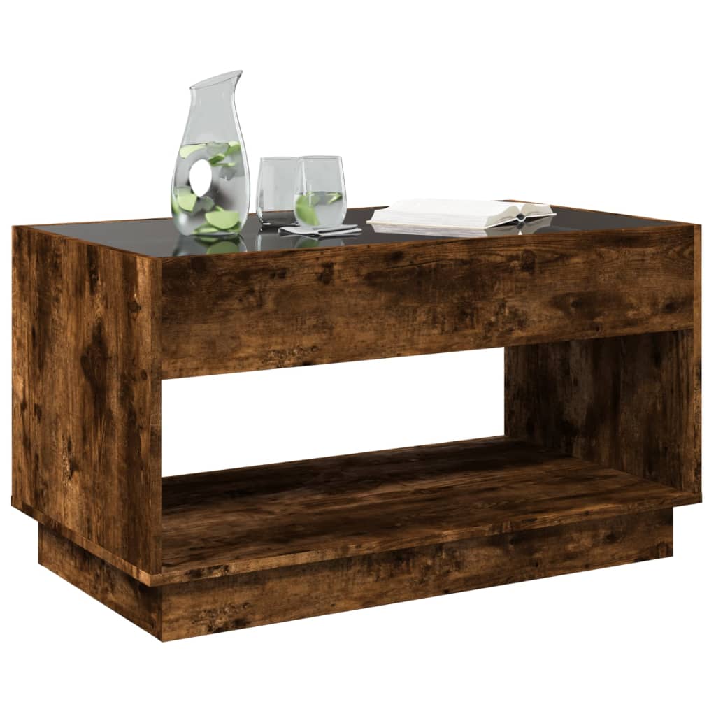 Table basse avec LED infini chêne fumé 90x50x50 cm - XIOS