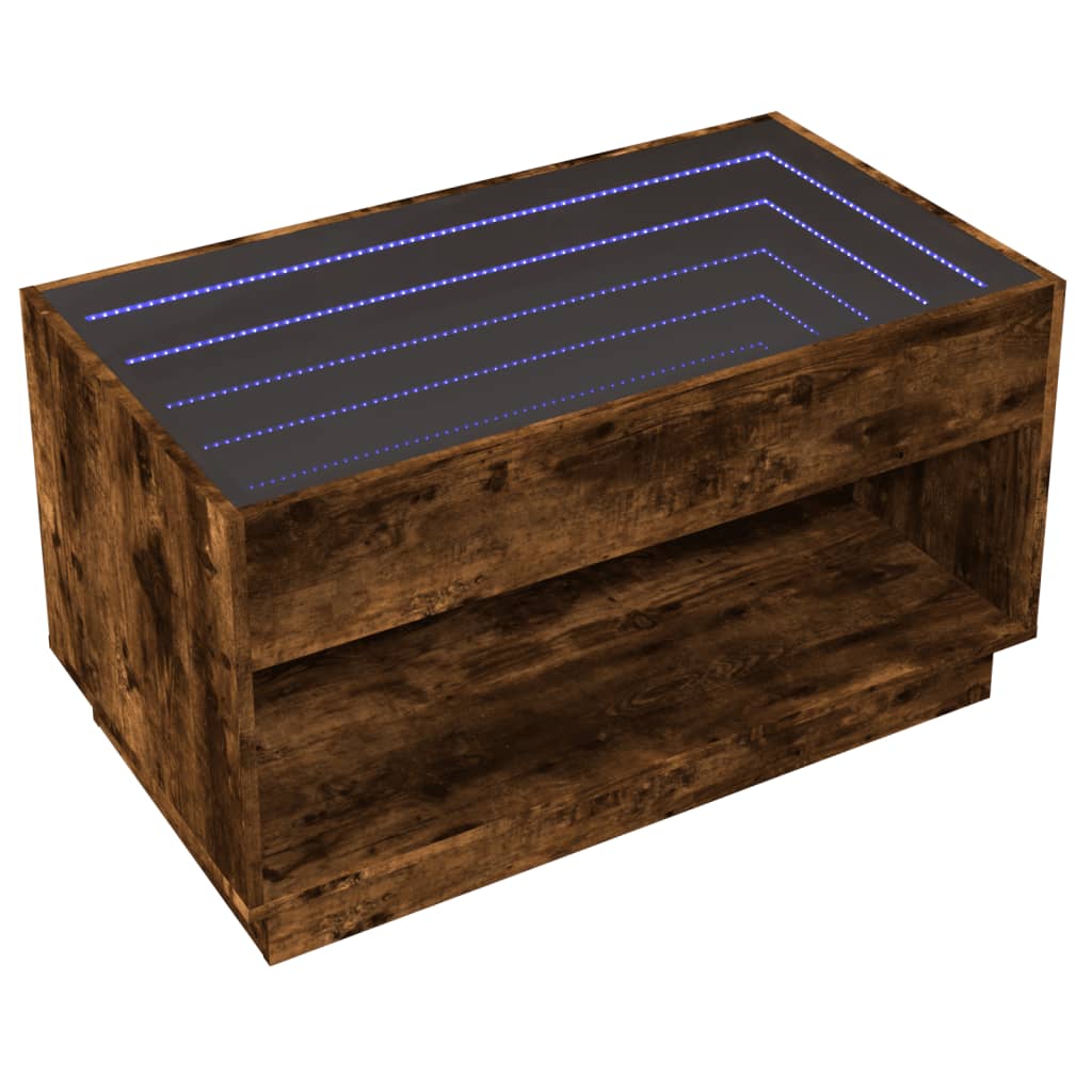 Table basse avec LED infini chêne fumé 90x50x50 cm - XIOS