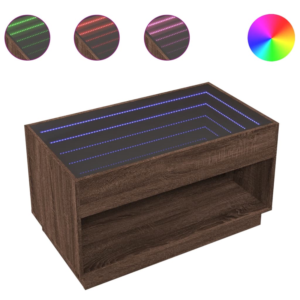 Table basse avec LED infini chêne marron 90x50x50 cm - XIOS