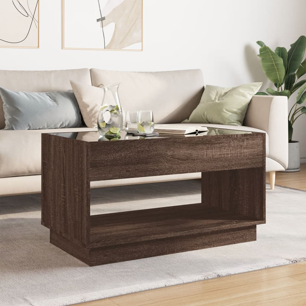 Table basse avec LED infini chêne marron 90x50x50 cm - XIOS