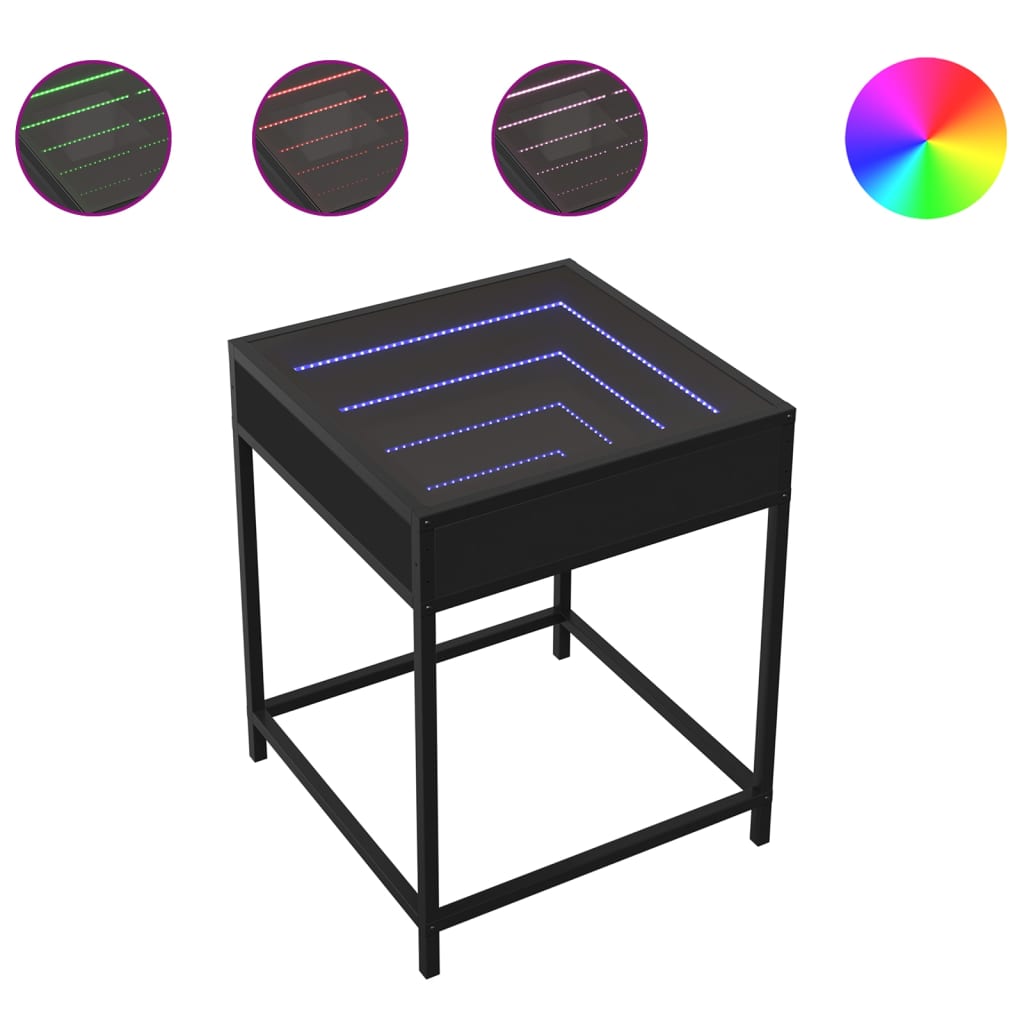 Table basse avec LED Infinity noir 40x40x51 cm - XIOS