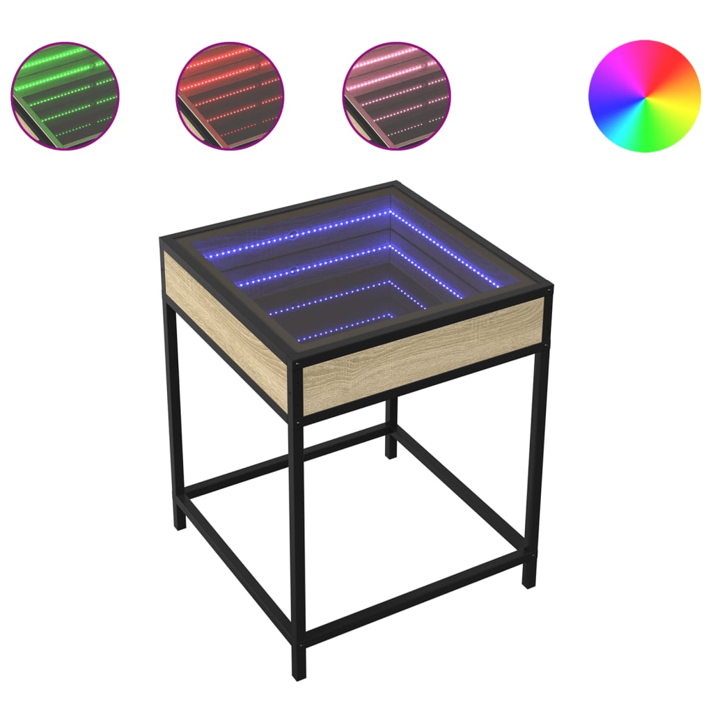 Table basse avec LED Infinity chêne sonoma 40x40x51 cm - XIOS