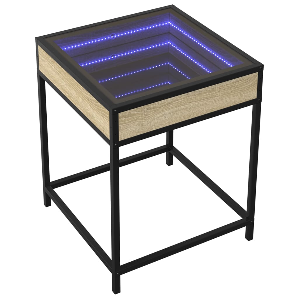 Table basse avec LED Infinity chêne sonoma 40x40x51 cm - XIOS