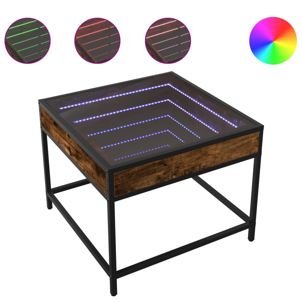 Table basse avec LED Infinity chêne fumé 50x50x41 cm - XIOS