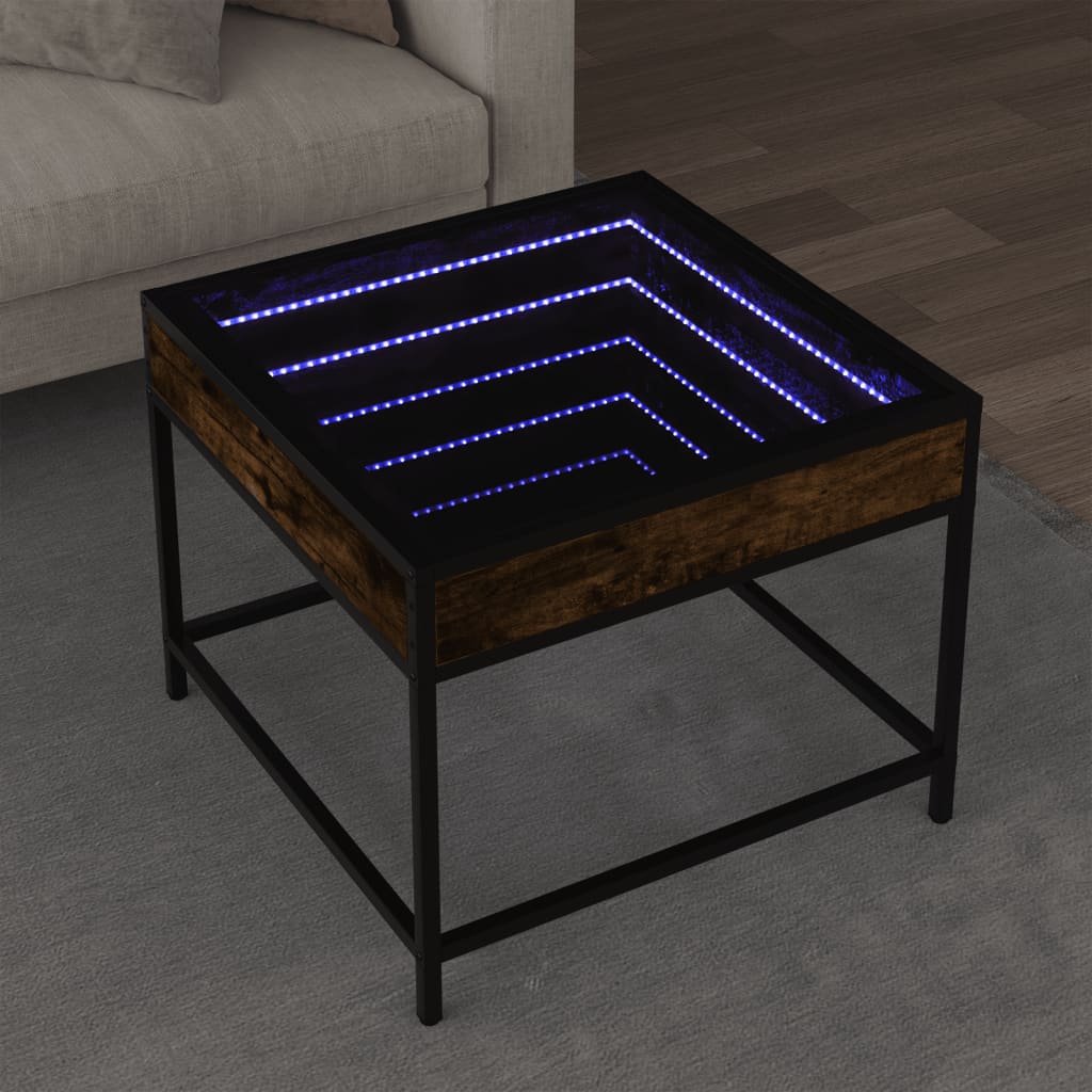 Table basse avec LED Infinity chêne fumé 50x50x41 cm - XIOS