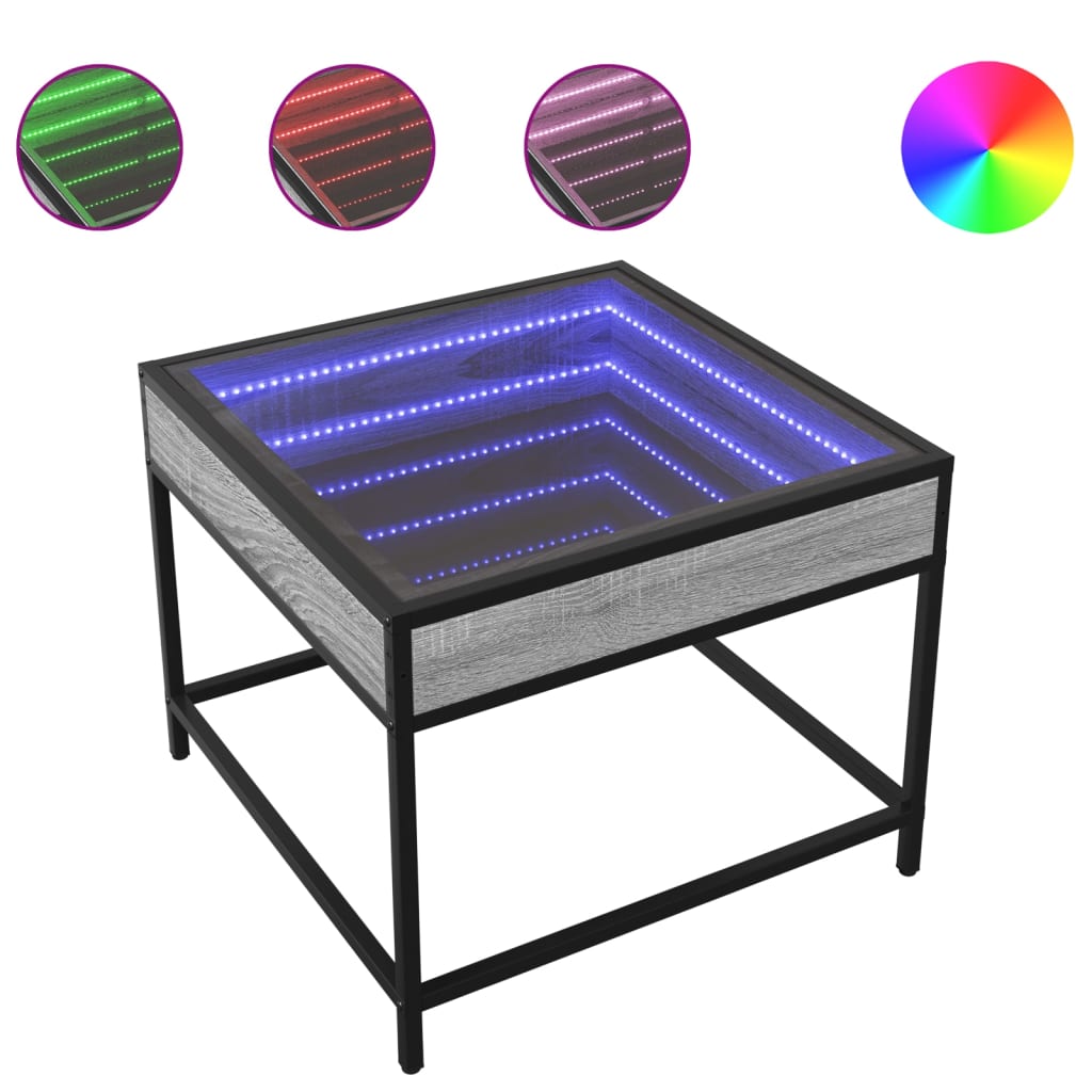Table basse avec LED Infinity sonoma gris 50x50x41 cm - XIOS