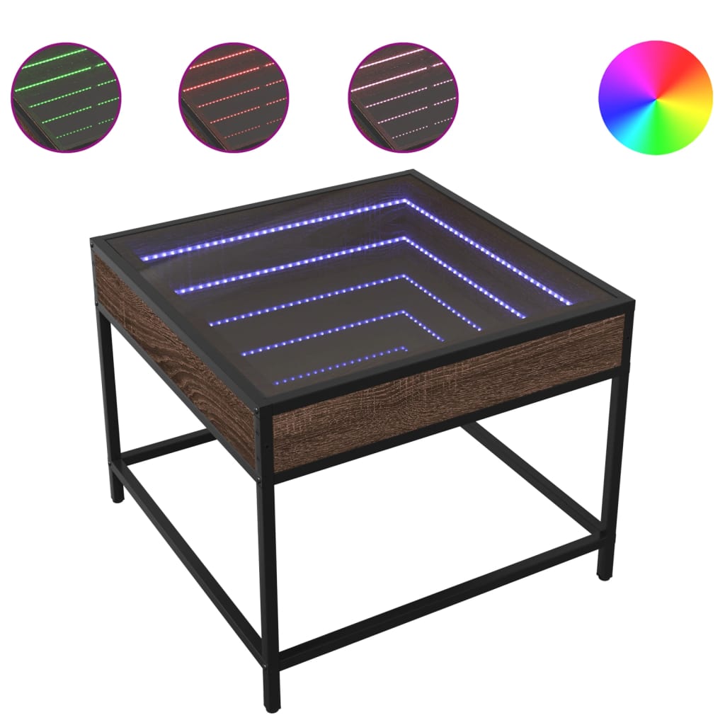 Table basse avec LED Infinity chêne marron 50x50x41 cm - XIOS