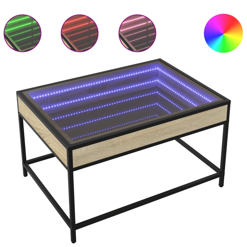 Table basse avec LED infini chêne sonoma 70x50x41 cm - XIOS