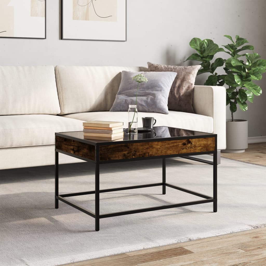 Table basse avec LED infini chêne fumé 70x50x41 cm - XIOS