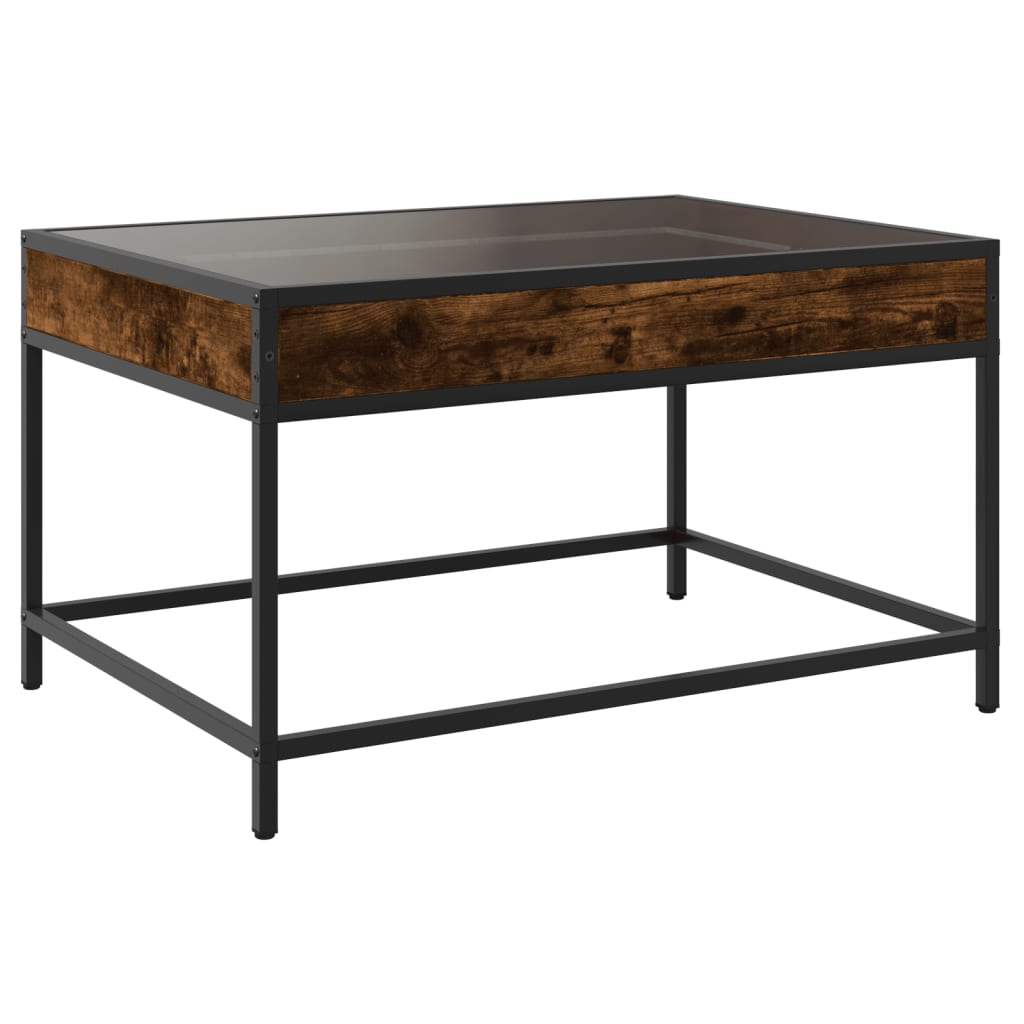 Table basse avec LED infini chêne fumé 70x50x41 cm - XIOS