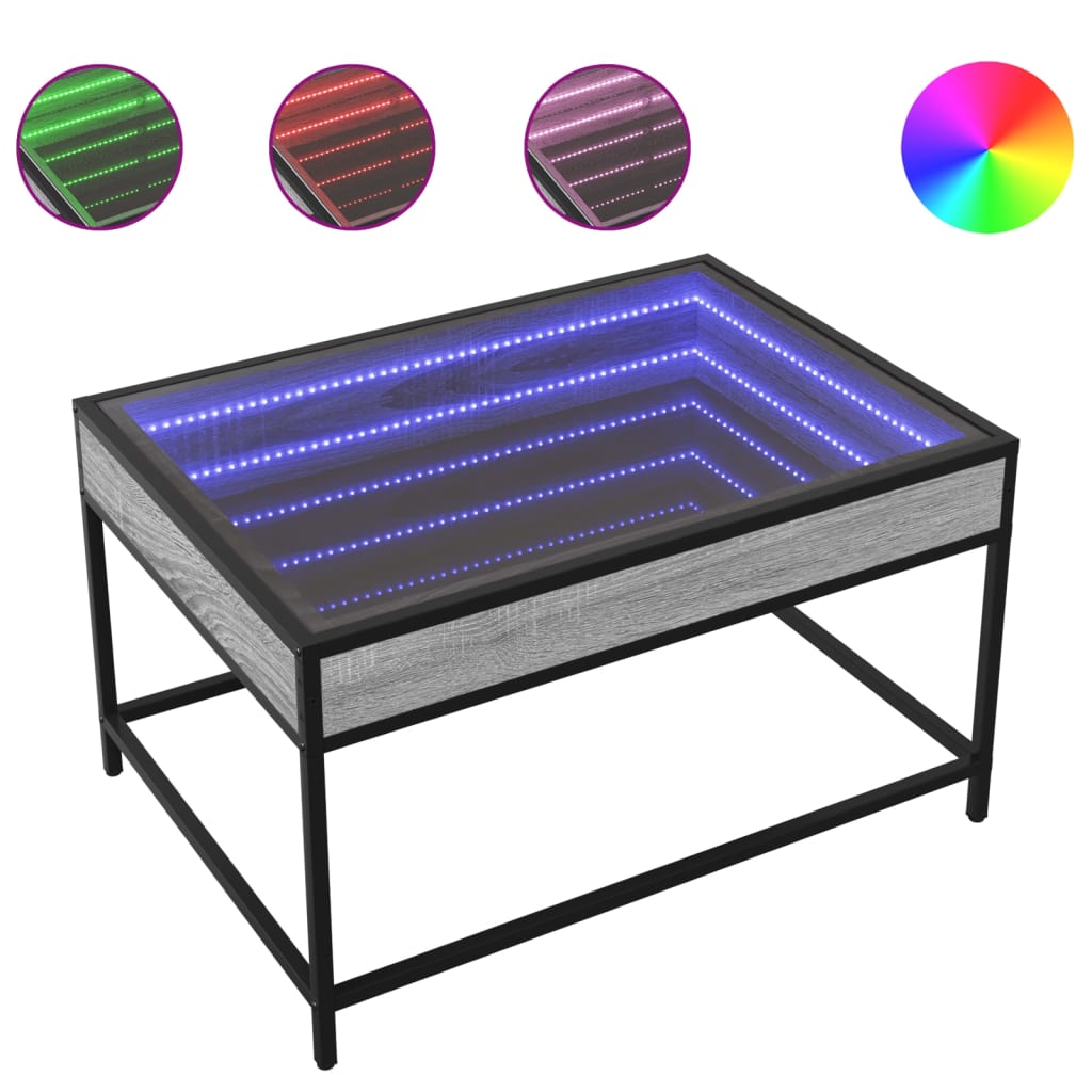 Table basse avec LED infini sonoma gris 70x50x41 cm - XIOS