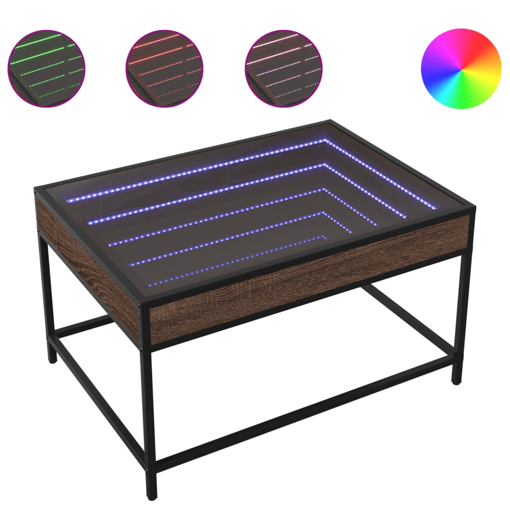 Table basse avec LED infini chêne marron 70x50x41 cm - XIOS