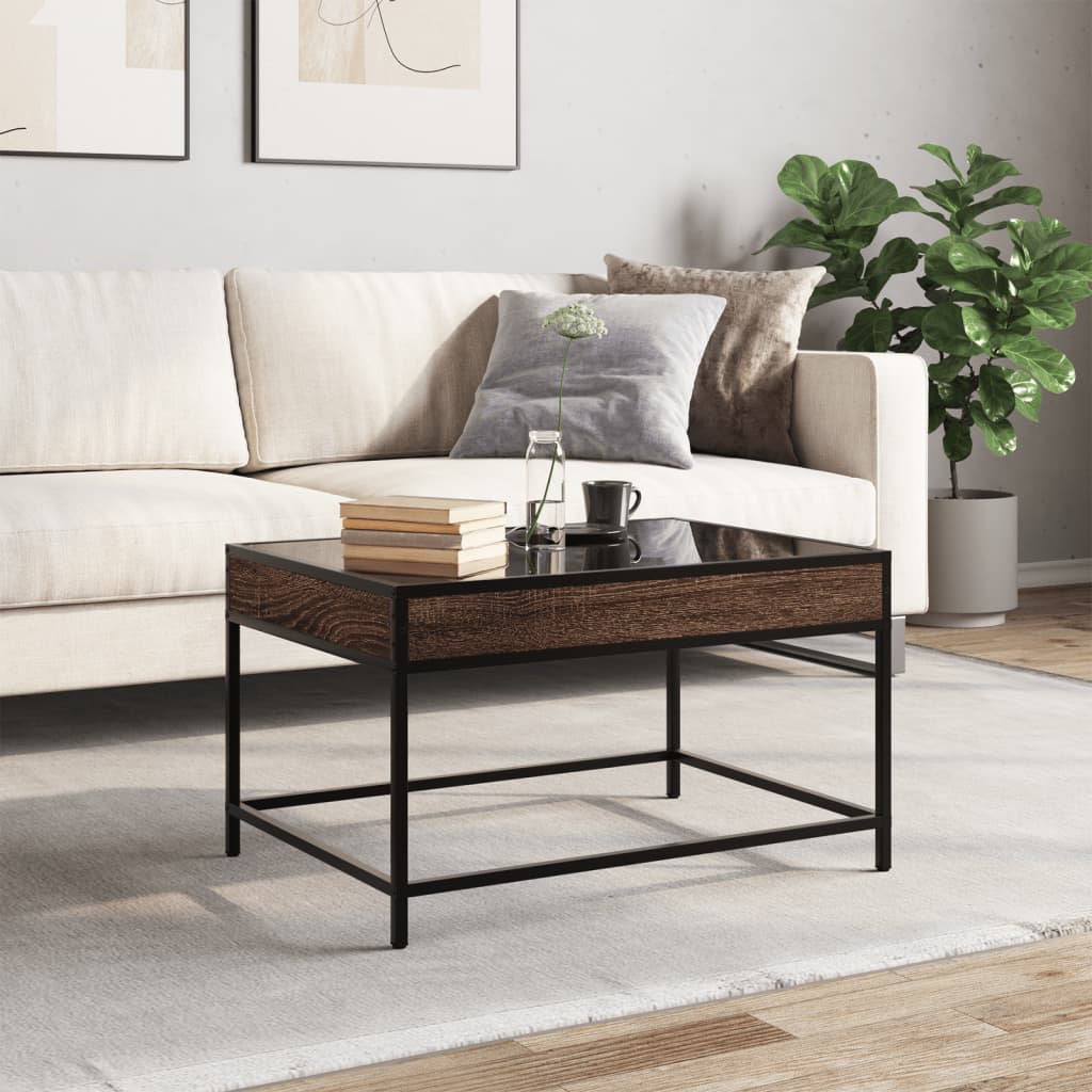 Table basse avec LED infini chêne marron 70x50x41 cm - XIOS