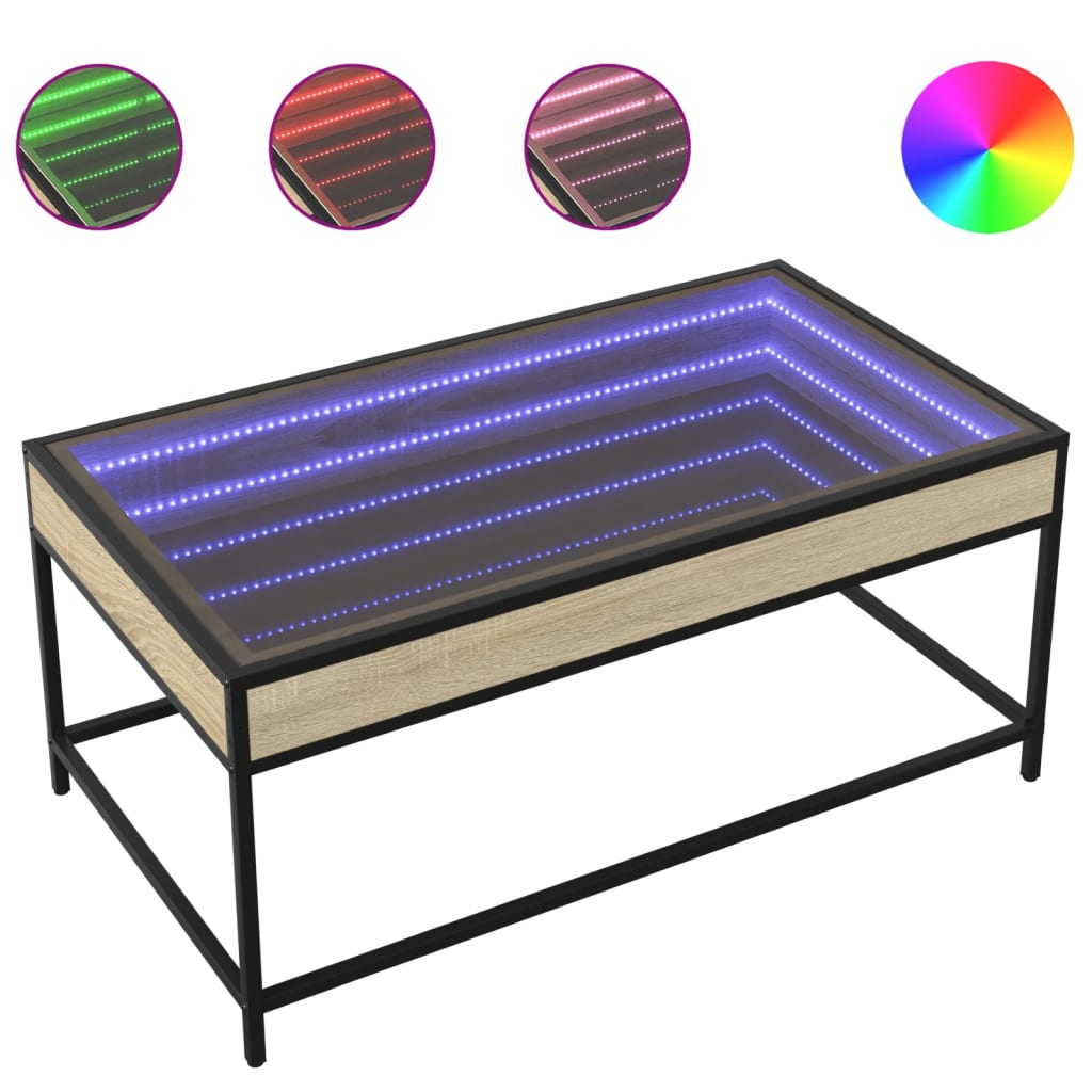 Table basse avec LED infini chêne sonoma 90x50x41 cm - XIOS