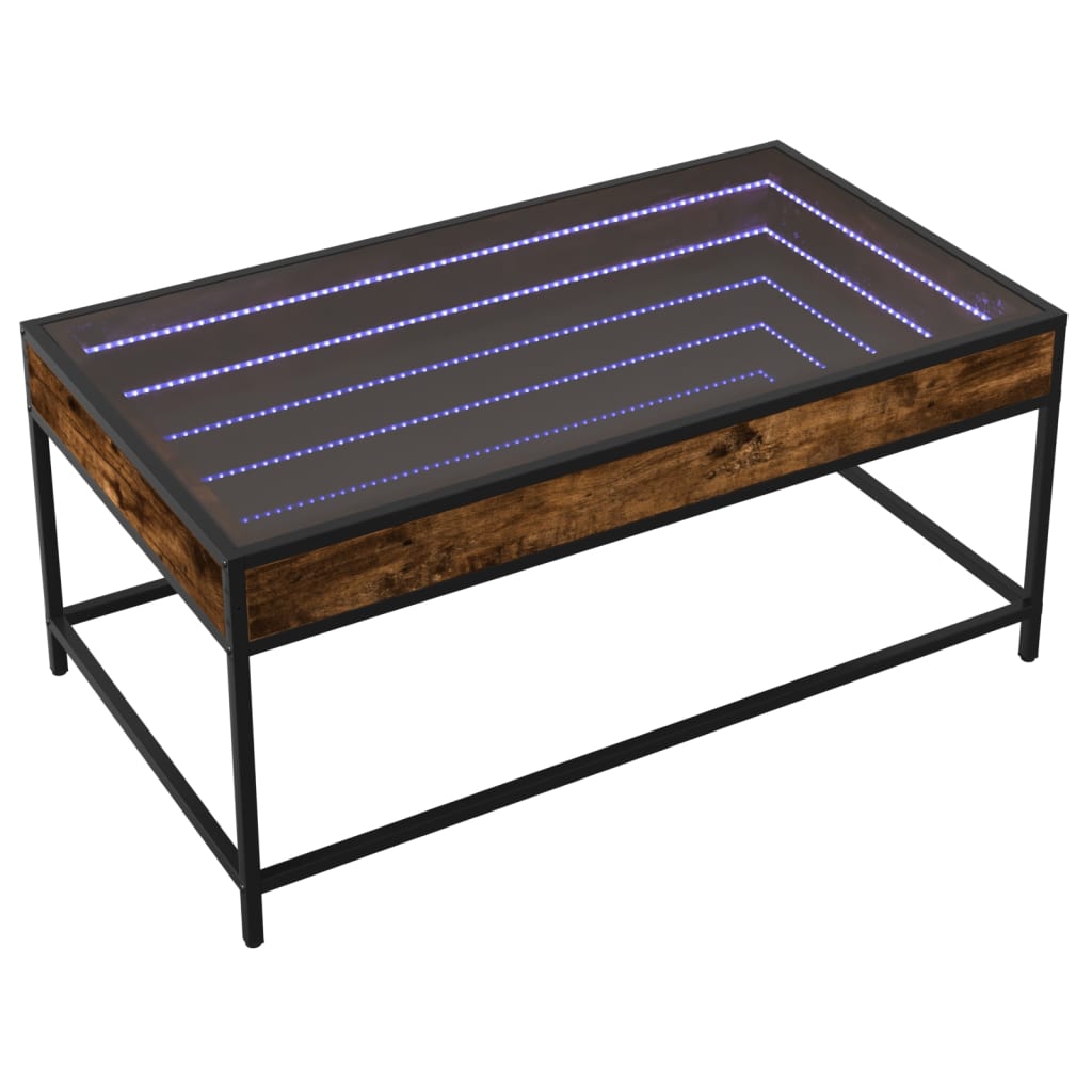 Table basse avec LED infini chêne fumé 90x50x41 cm - XIOS