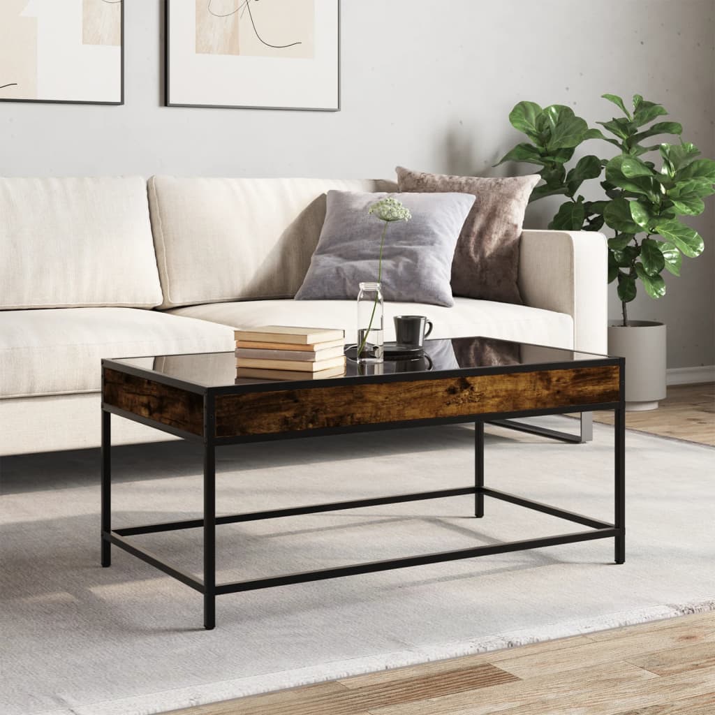 Table basse avec LED infini chêne fumé 90x50x41 cm - XIOS