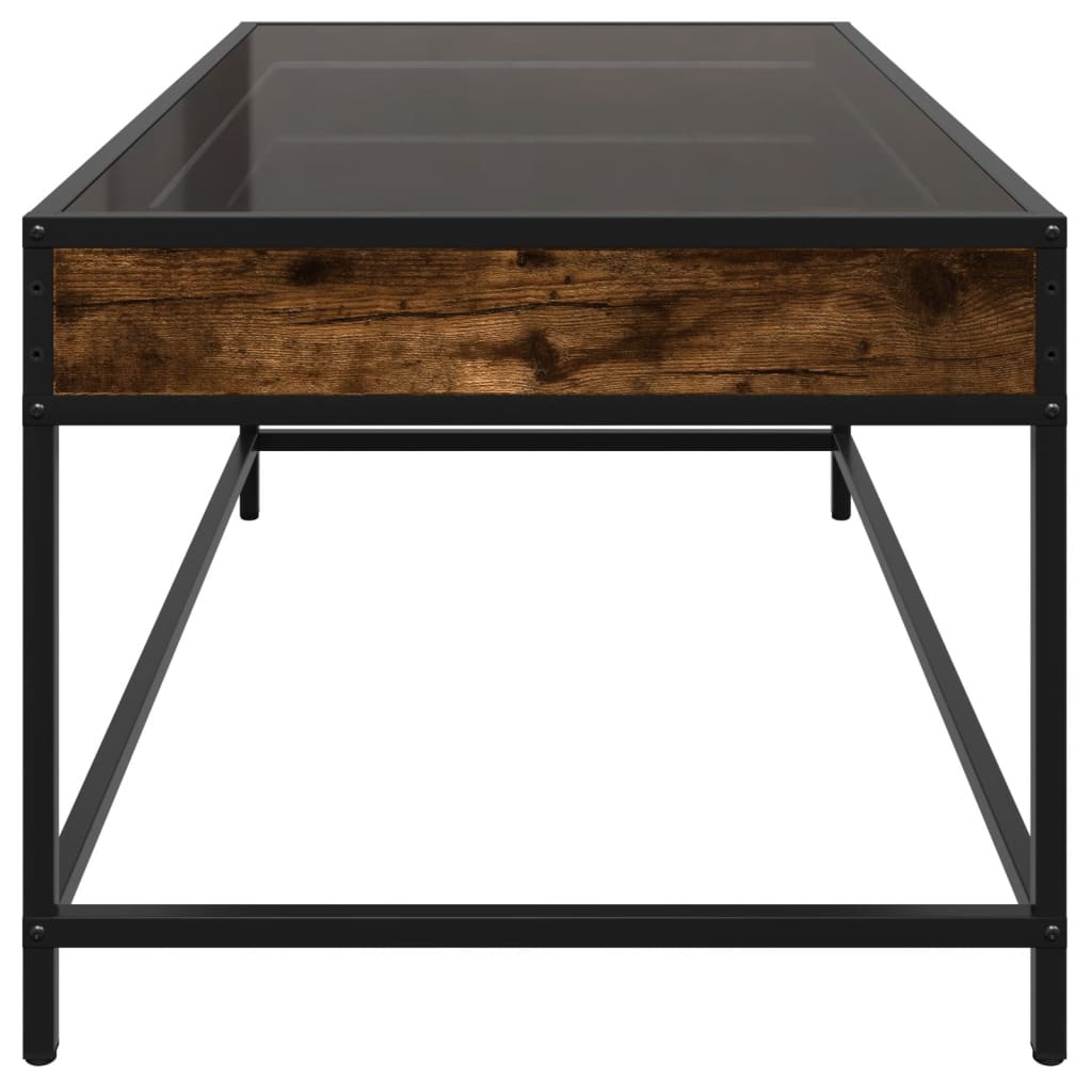 Table basse avec LED infini chêne fumé 90x50x41 cm - XIOS