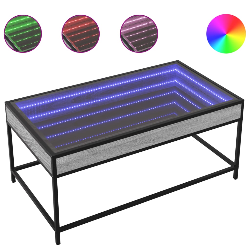 Table basse avec LED infini sonoma gris 90x50x41 cm - XIOS
