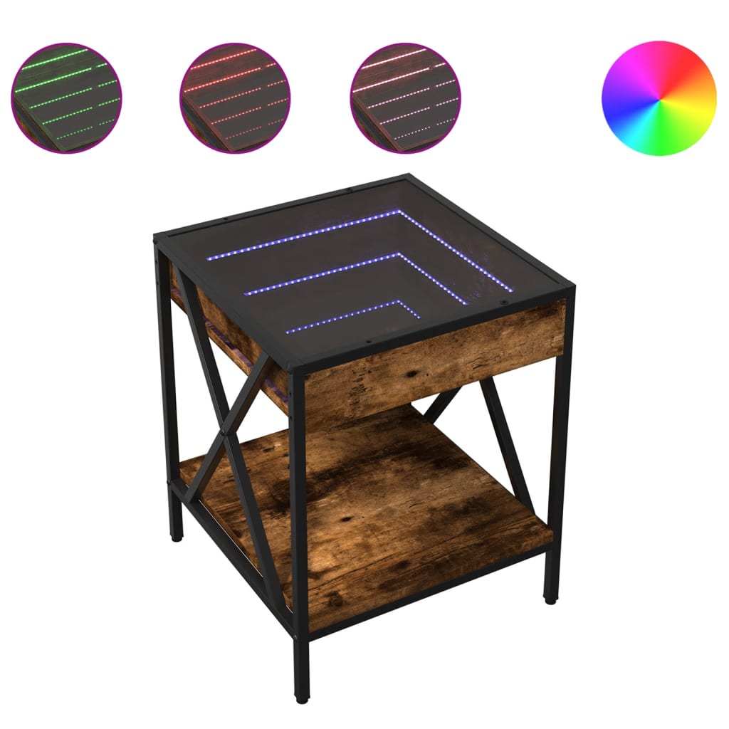 Table basse avec LED Infinity chêne fumé 40x40x49 cm - XIOS