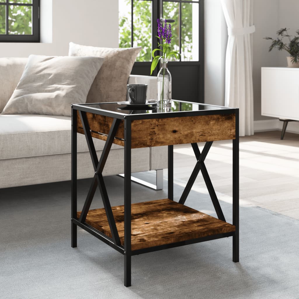 Table basse avec LED Infinity chêne fumé 40x40x49 cm - XIOS