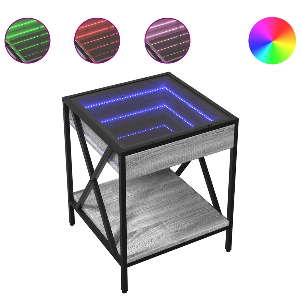 Table basse avec LED Infinity sonoma gris 40x40x49 cm - XIOS