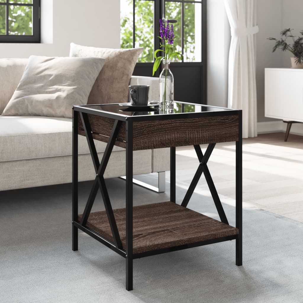 Table basse avec LED Infinity chêne marron 40x40x49 cm - XIOS
