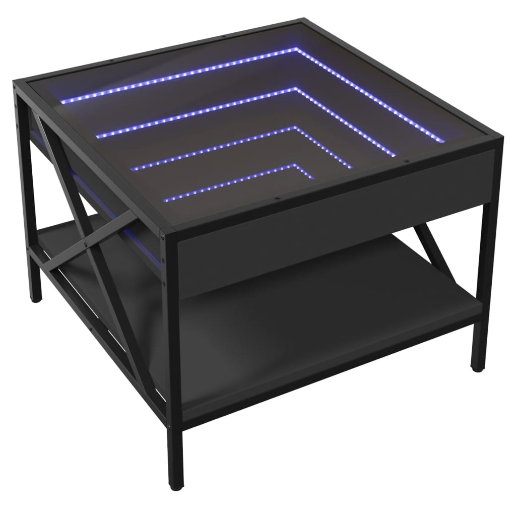 Table basse avec LED infini noir 50x50x38 cm - XIOS