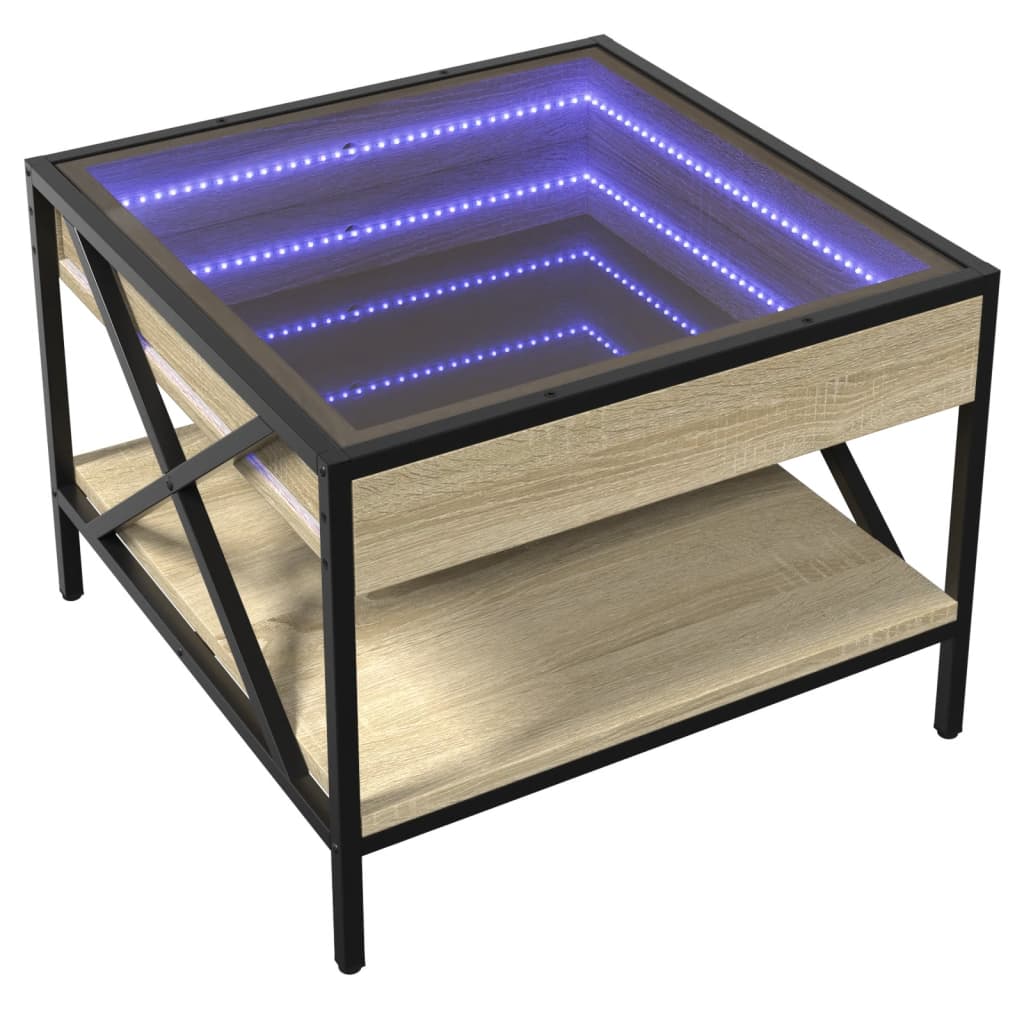 Table basse avec LED infini chêne sonoma 50x50x38 cm - XIOS