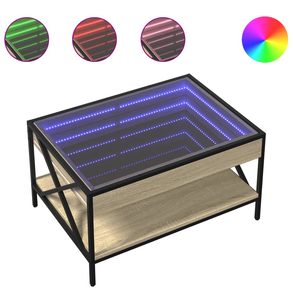 Table basse avec LED infini chêne sonoma 70x50x38 cm - XIOS