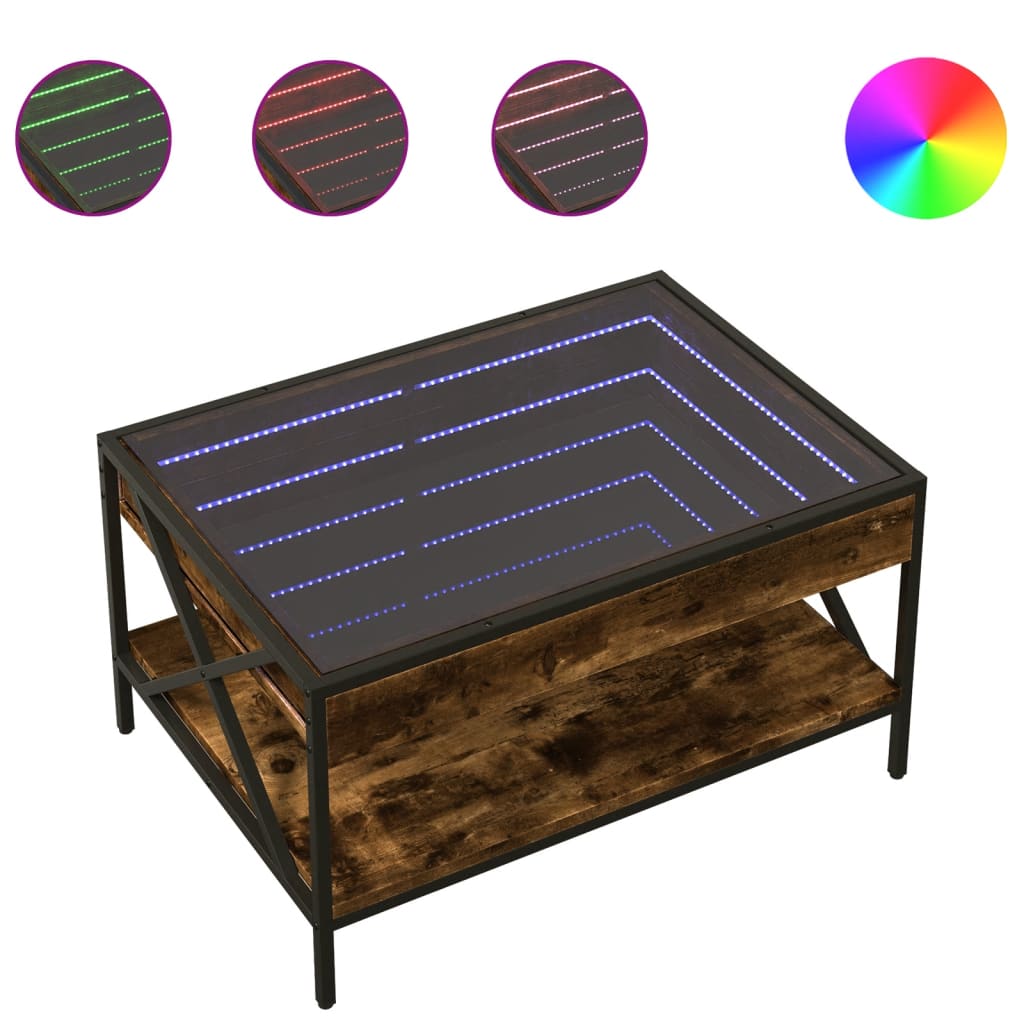 Table basse avec LED Infinity chêne fumé 70x50x38 cm - XIOS