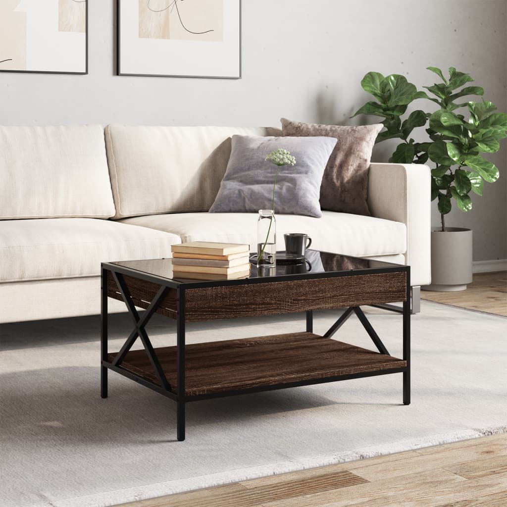 Table basse avec LED infini chêne marron 70x50x38 cm - XIOS