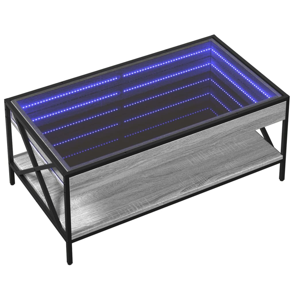 Table basse avec LED infini sonoma gris 90x50x38 cm - XIOS