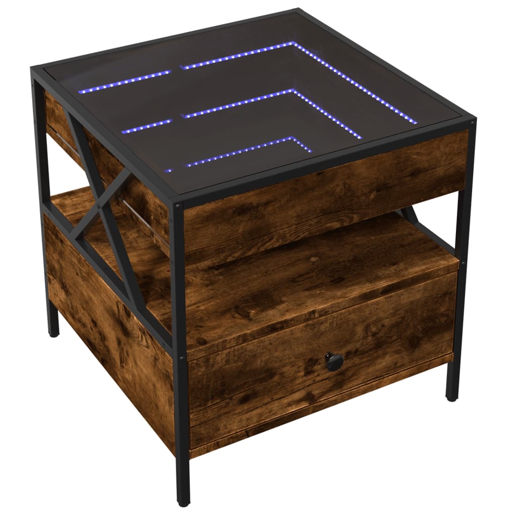 Table basse avec LED Infinity chêne fumé 50x50x51 cm - XIOS