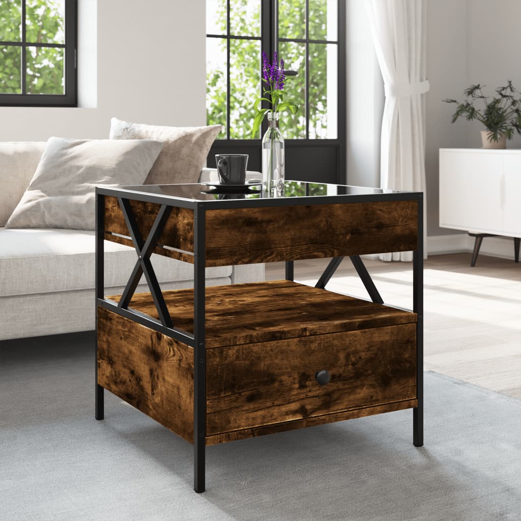 Table basse avec LED Infinity chêne fumé 50x50x51 cm - XIOS