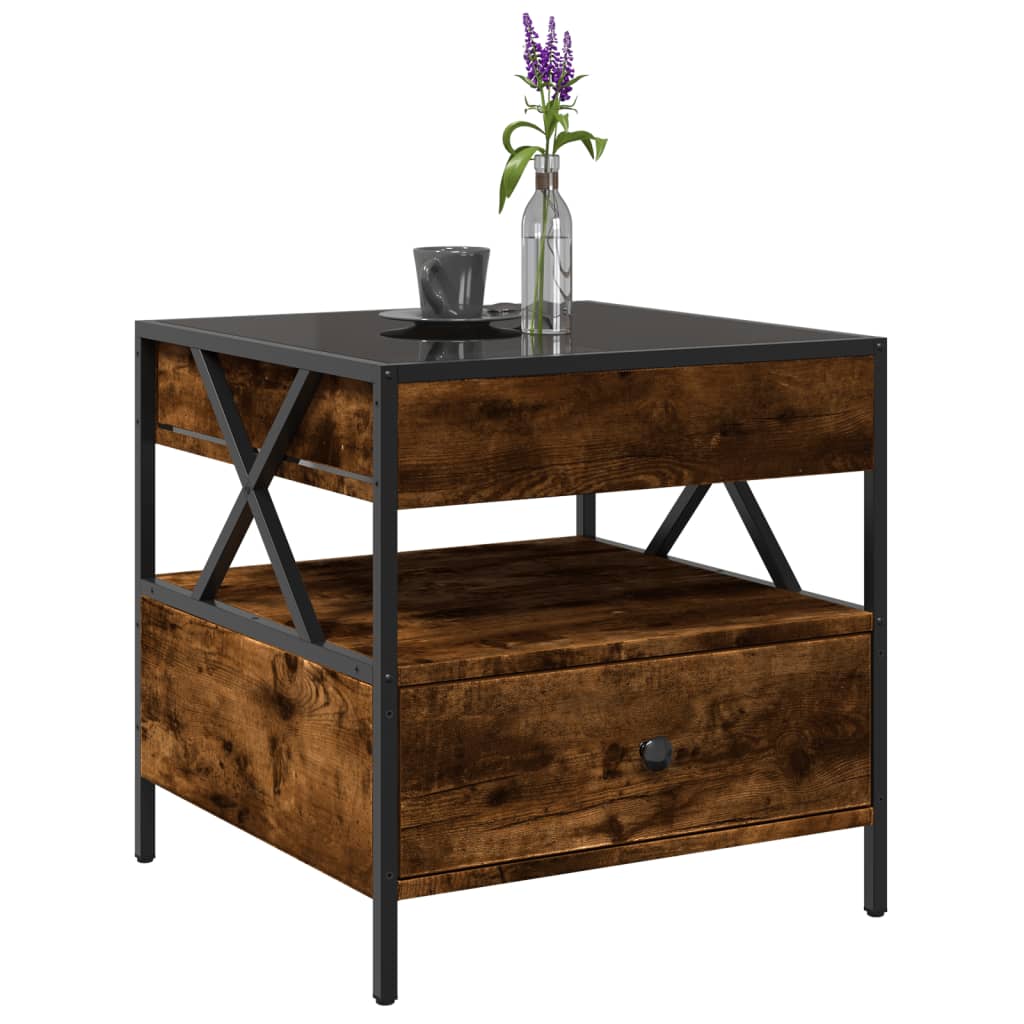 Table basse avec LED Infinity chêne fumé 50x50x51 cm - XIOS