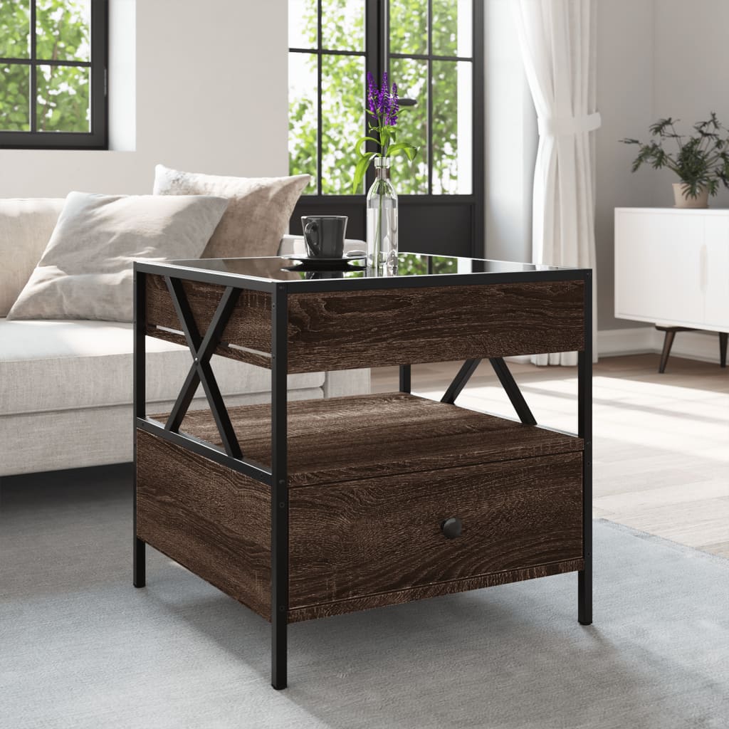 Table basse avec LED Infinity chêne marron 50x50x51 cm - XIOS