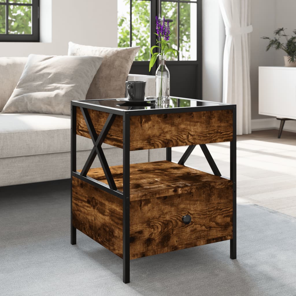 Table basse avec LED Infinity chêne fumé 40x40x51 cm - XIOS